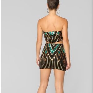 Black/Teal - Skirt Set